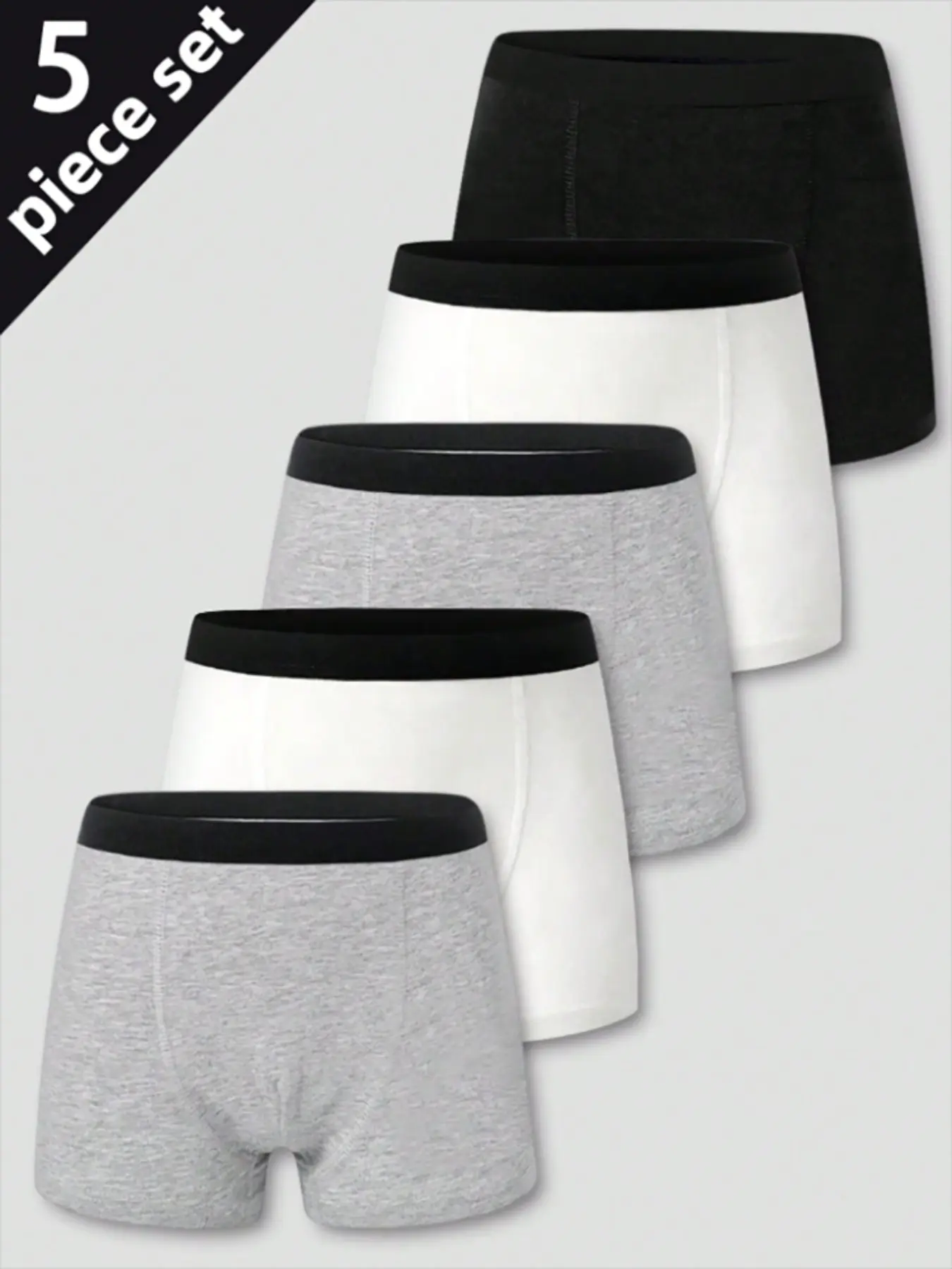 5-Pack Teen Boy Underwear Set, Solid Colors, Sporty Underwear, Comfortable Outdoor Sports Boxer Briefs, Ideal for Cycling Students, Stretchy Sports Underwear