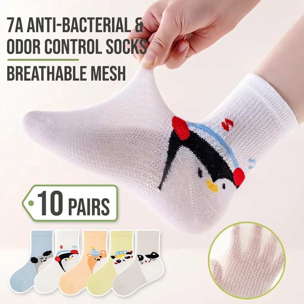 10-Pack Kawaii Animal Women's Spring Socks,Seamless Toe & Breathable Mesh,Soft Girl Aesthetic & Sensory Friendly Everyday Wear