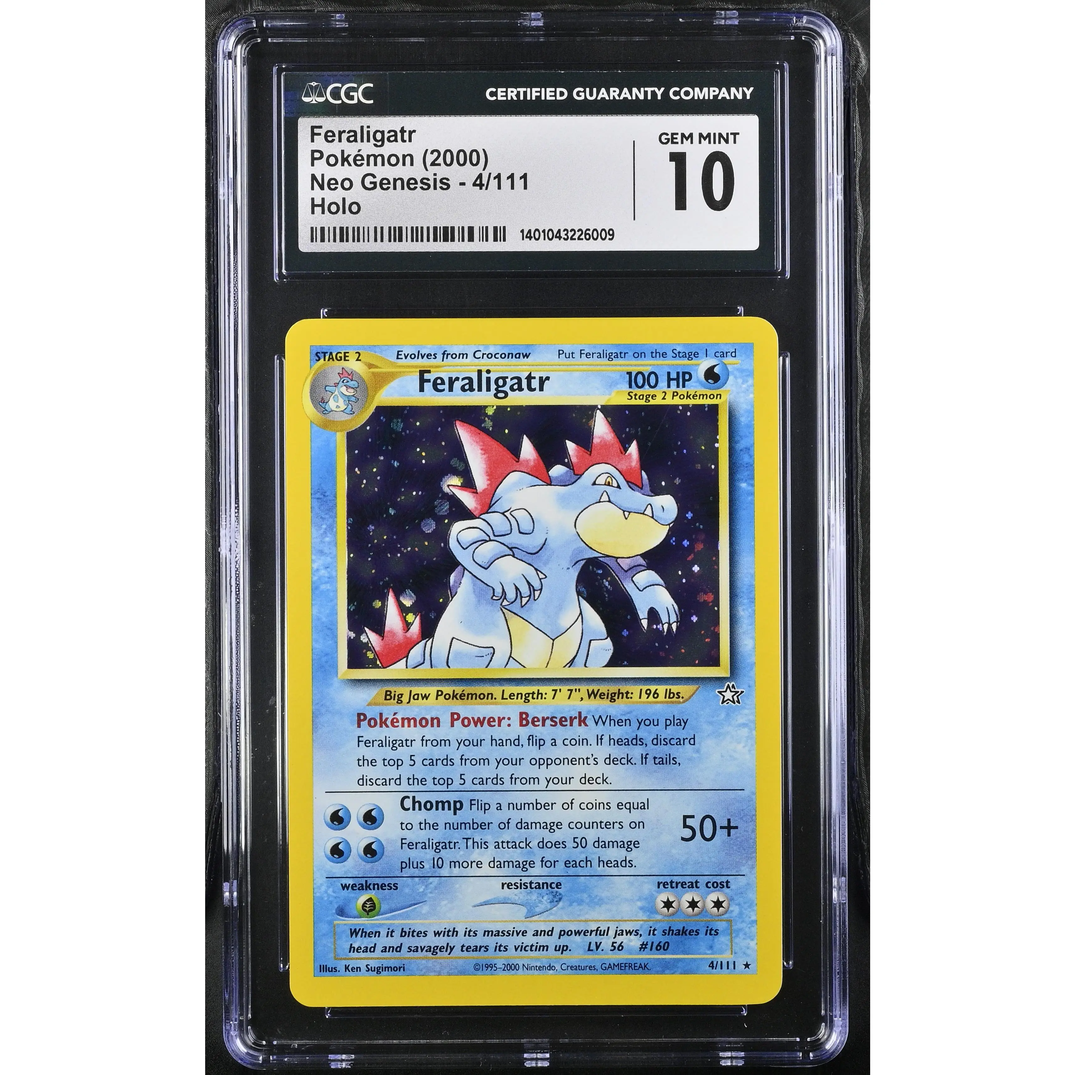 Feraligatr Holo 2000 Neo Genesis #4/111 CGC 10