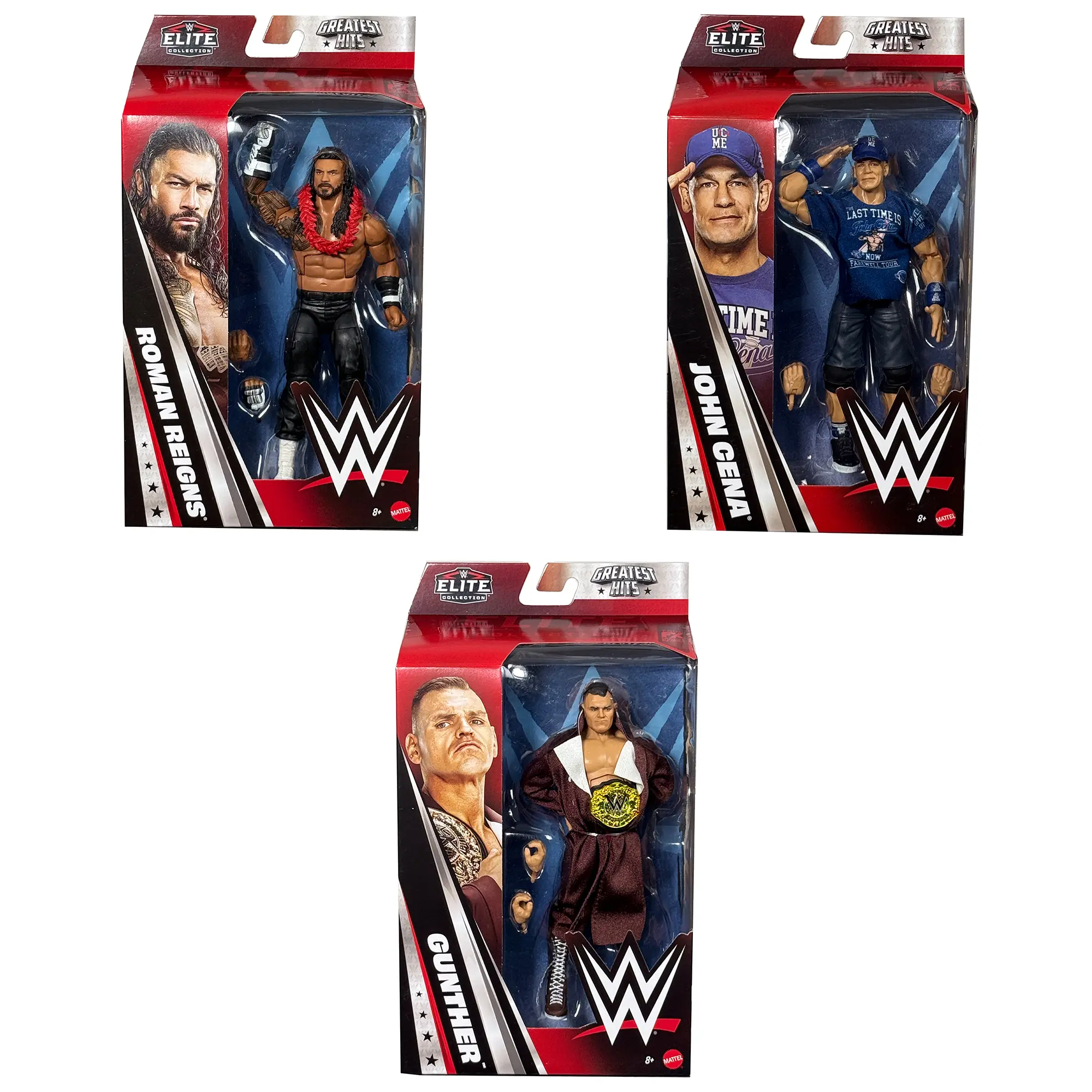 WWE Elite Greatest Hits 13 - Set of 3 (Roman Reigns, John Cena & Gunther) Mattel WWE Toy Wrestling Action Figures