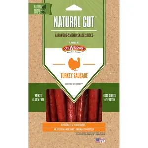 Old Wisconsin Natural Cut Turkey Sausage Snack Sticks, Naturally Smoked, Ready to Eat, High Protein, Low Carb, Keto, Gluten Free, No Preservatives or Nitrates, 6 Ounce