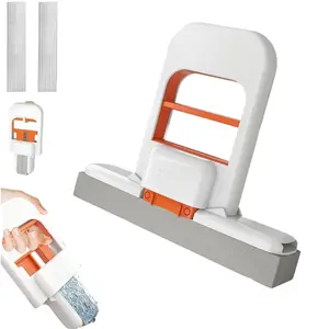 [Two-piece] Mini mop 2026 new model upgraded portable self-drying mop, suitable for wet and dry cleaning in small spaces, orange with sponge, suitable for cleaning bathrooms, kitchens and glass surfaces, two-piece set