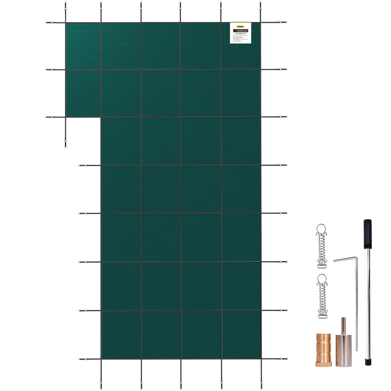 【SummerFinds】VEVOR Inground Pool Safety Cover,  , 18 ft x 34 ft Rectangular Winter Pool Cover with Left Step, Triple Stitched, High Strength Mesh PP Material, Good Rain Permeability, Installation Hardware Included