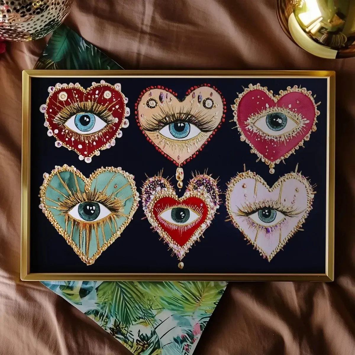 Gothic Evil Eye Heart Canvas Print Poster Vintage Prints Dark Maximalist Turkish Blue Eye Trendy Home Decor Artwork Art Poster Unframed Wall Art Art Work For Wall Decor Gifts-unframed