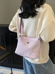 Women's Solid Color Multi-pocket Lightweight Nylon Crossbody Bag, Fashionable Casual Versatile Shoulder Bag for Daily Used, Trendy All-match Commuter Bag