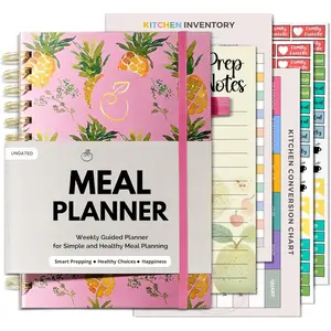 Meal Planner with Grocery List - Undated Weekly Menu  Meal Prep Notebook for Women  Men,  Eating   Planner, 52-Week Spiral Bound Journal, Pine