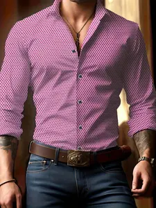 Men's Plaid Print Long Sleeve Button Up Shirt, Regular Fit Casual Button Front Collared Top for All Seasons, Men's Clothes for Daily Wear, Casual Shirts