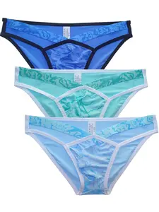 Men's Triangle Underwear Set, Low Waist Ultra-Thin Breathable Ice Silk Bikini Bottoms, Elastic Trendy Sports Comfort Shorts