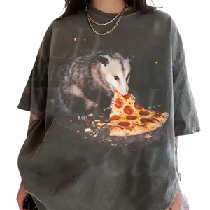 Opossum Eating Pizza Vintage Comfort Colors, Retro Trash Panda Streetwear Shirt, Crew Neck, Menswear Top, Womenswear Top Underwear Streetwear