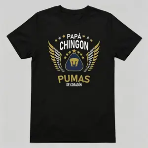 UNAM Papa Chingon Graphic Tee - Premium Cotton Men's Soccer T-Shirt, Casual Summer Streetwear Top, Perfect Father's Day Gift for Soccer Dads, Oversized Sportswear Shirt