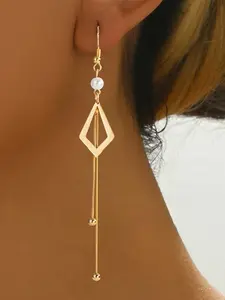 Elegant Geometric Dangle Earrings with Faux Pearls, Round Beaded Chain, Perfect for Daily Wear and Parties, Ideal Gift for Christmas and Valentine's Day, Faux Pearl Accents