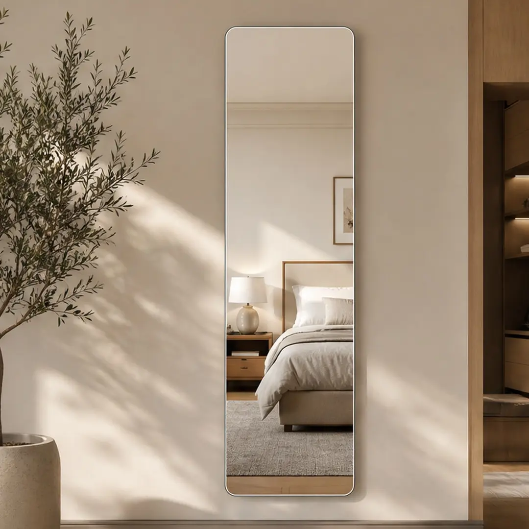ARCH 59x16 Inch Full Length Wall Mirror, 5mm Copper-Free Silver Glass Dressing Mirror for Bedroom, Closet, Entryway, Shatter-Resistant Backing, Clear Glass, Modern Design, Wall Mounted, Clear Color Options, Glass Material, Modern Style