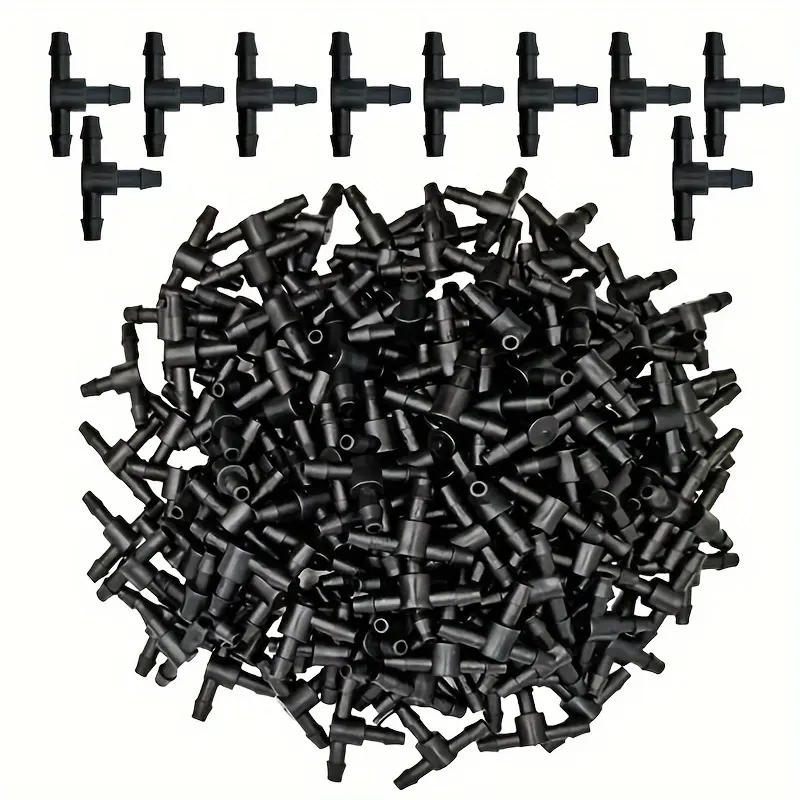 100pcs 1/4 Inch Tubing Straight Tee Garden Watering Set Fittings Garden Hose Connector