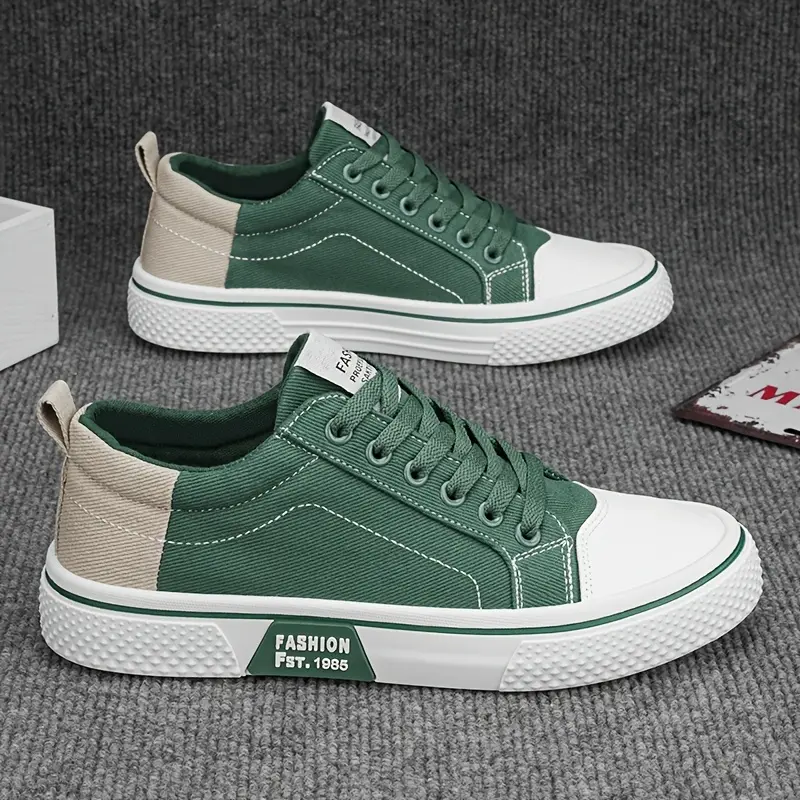 Men's Breathable Fabric Casual Canvas Shoes, Low-top Lace-up Outdoor Sports Shoes, Fashion Skateboard Shoes