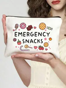 'Emergency Snacks' printed storage bag, holiday gift for mom, teacher, friend, nurse, makeup bag, gift bag for female friends, travel souvenir, birthday gift, bridesmaid makeup storage bag, toiletry bag, storage bag, makeup bag, travel gift