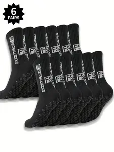 6 Pairs Unisex Sports Socks, Anti-Slip, Suitable for Football, Basketball, Baseball, Rugby, Cycling, Running, Hiking, Tennis, Skateboarding