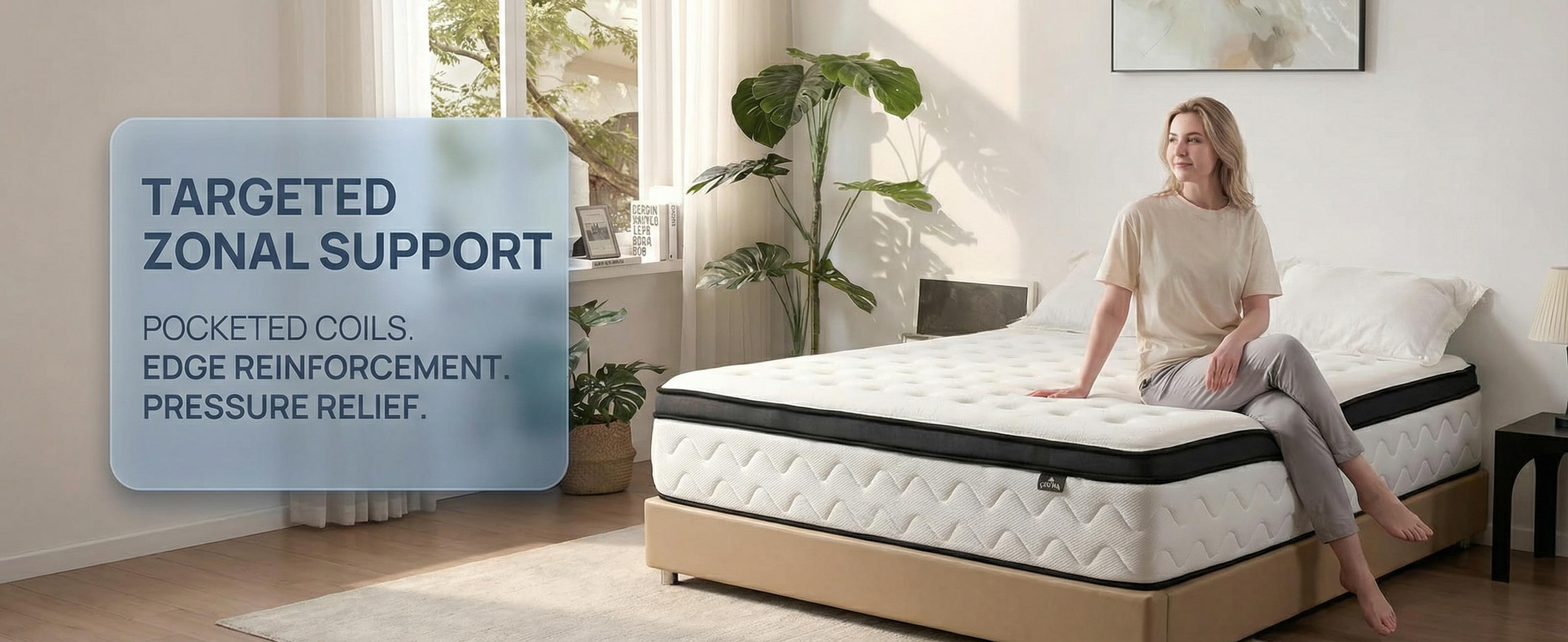 14 Inch Hybrid Mattress, Medium Firm Memory Foam & Zoned Pocket Springs ...