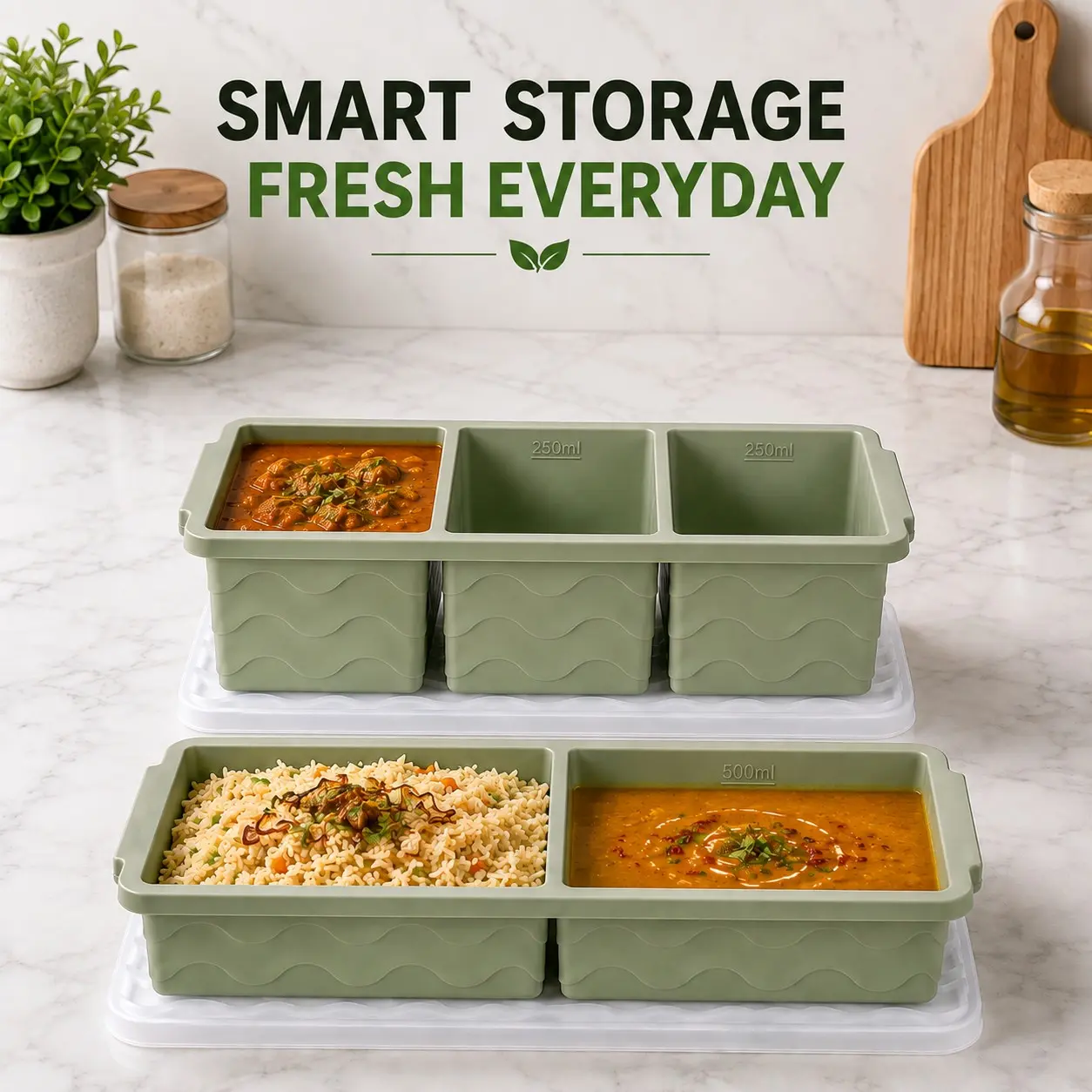 Silicone Freezer Trays with Lid for Soup, 1-Cup & 2-Cup Large Ice Cube Molds Food Storage Containers for Meal Prep, Freeze 500mL/250mLPortions – 2 Pack