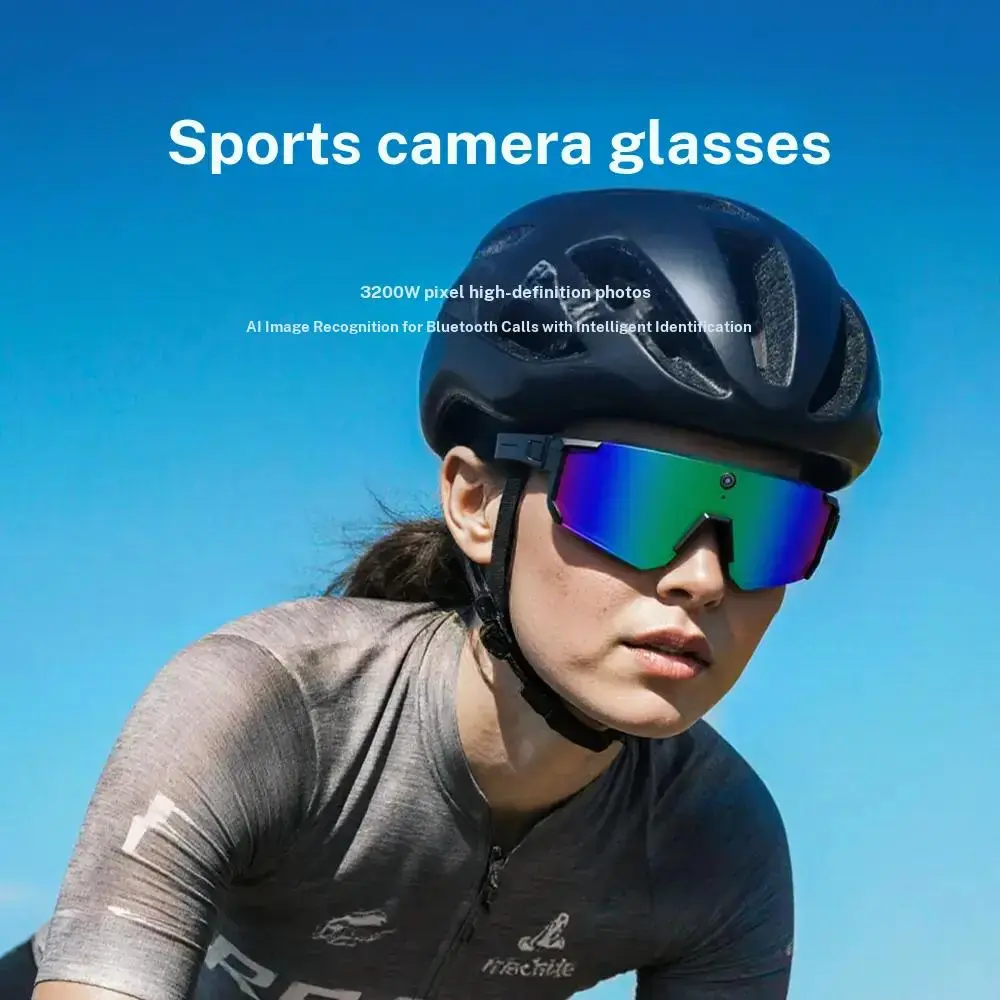 AI skiing smart glasses 800W high-definition anti shake camera motion capture glasses 3D subwoofer AI chat call sports sunglasses, waterproof and windproof goggles 2026 new model