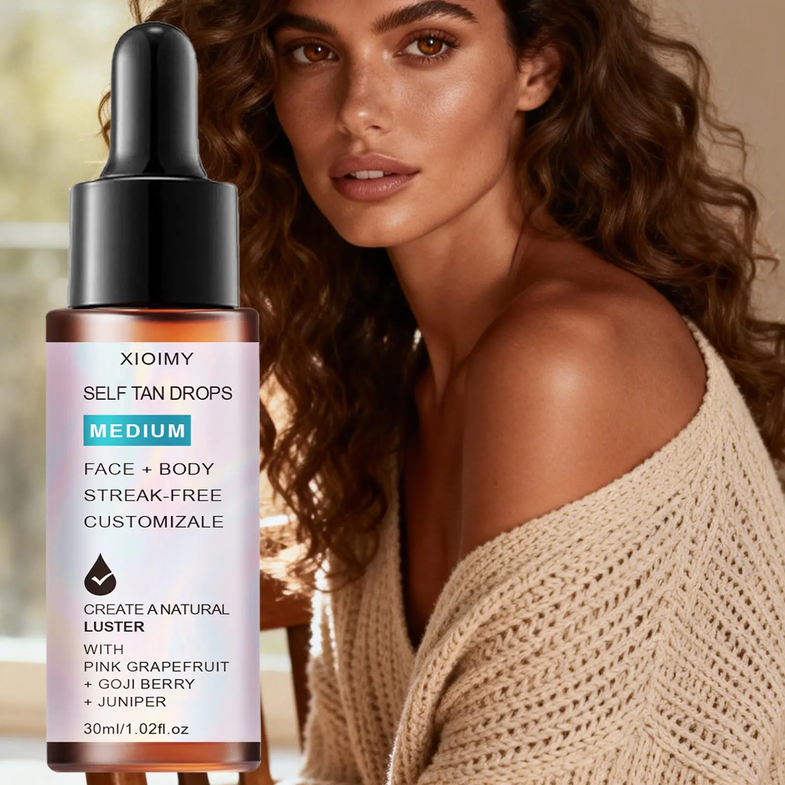 30ML Brownish Self-Tanning Oil, Deep Moisturizing, Bright Brownish Skin, Alcohol-Free, Easy to Use, Body, Thighs, Arms, Beach, Travel Essential, Sunless Self Tanner
