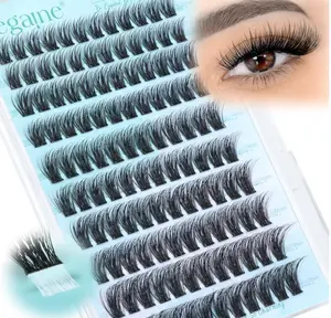 Wispy Self Adhesive Eyelashes Natural Self Adhesive Lash Clusters With Spikes D-Curly Pre Glued Lashes Reusable Glueless Lashes Salon-Level Cluster Eyelash Extensions 10-18MM