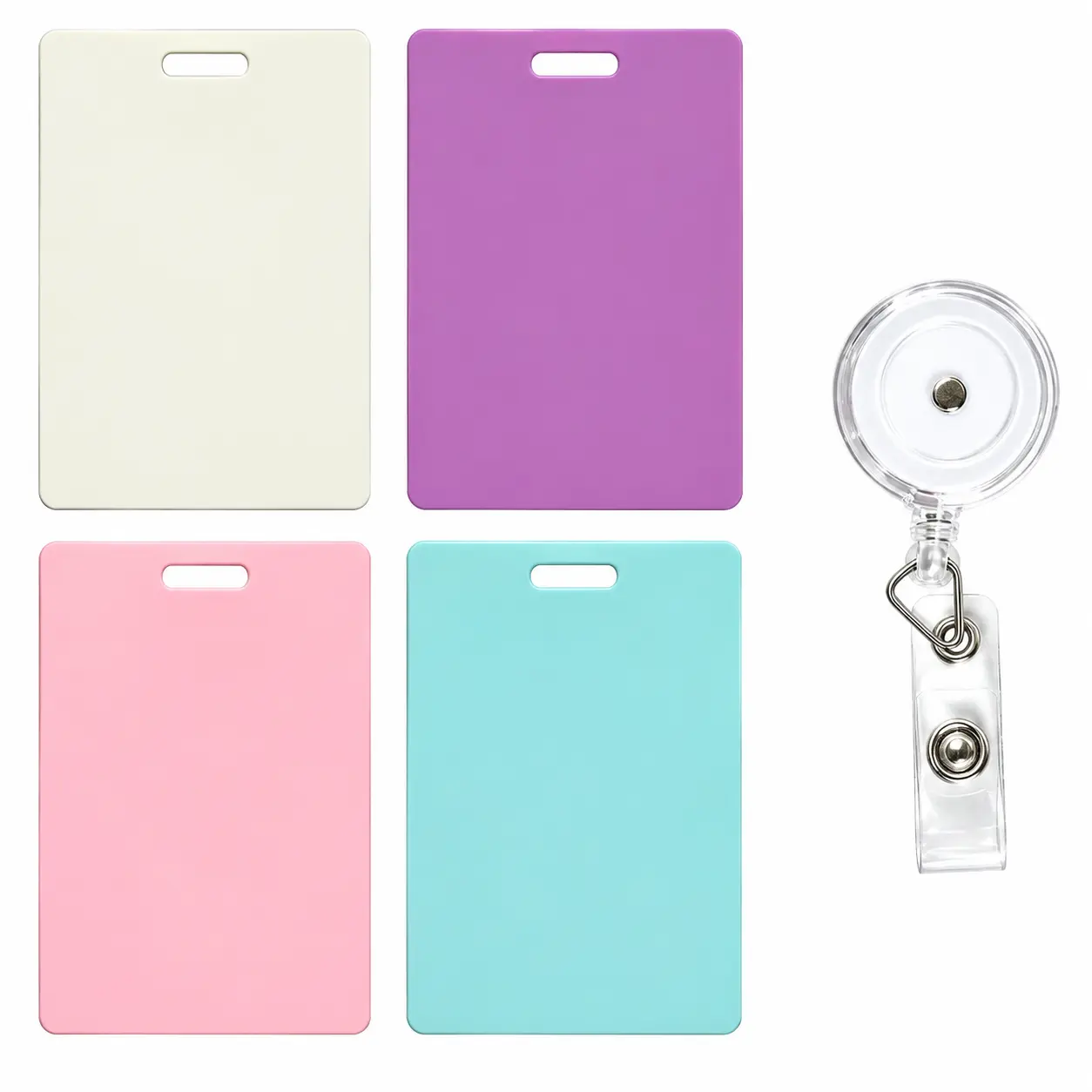 Reusable Erasable Badge Notepad Set of 4, Dry Erase Mini Whiteboard Note Card for Medical Staff Nurses Doctors, Vertical Clipboard with Badge Slot for Lanyard Reel, Office Essential