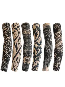6 tattoo arm sleeves, 6-piece art temporary fake slip-on tattoo arm sleeve set, tattoo sleeves with UV sun protection for outdoor activities and parties