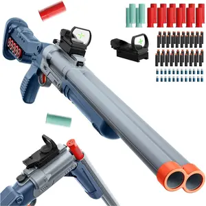 S686 Double Barrel 2-in-1 Foam Dart Blaster Toy Set with 60 Soft Foam Darts & Reusable Shells, Long Style Design, Outdoor Sports Play, Teens 14+ Birthday & Christmas Gift