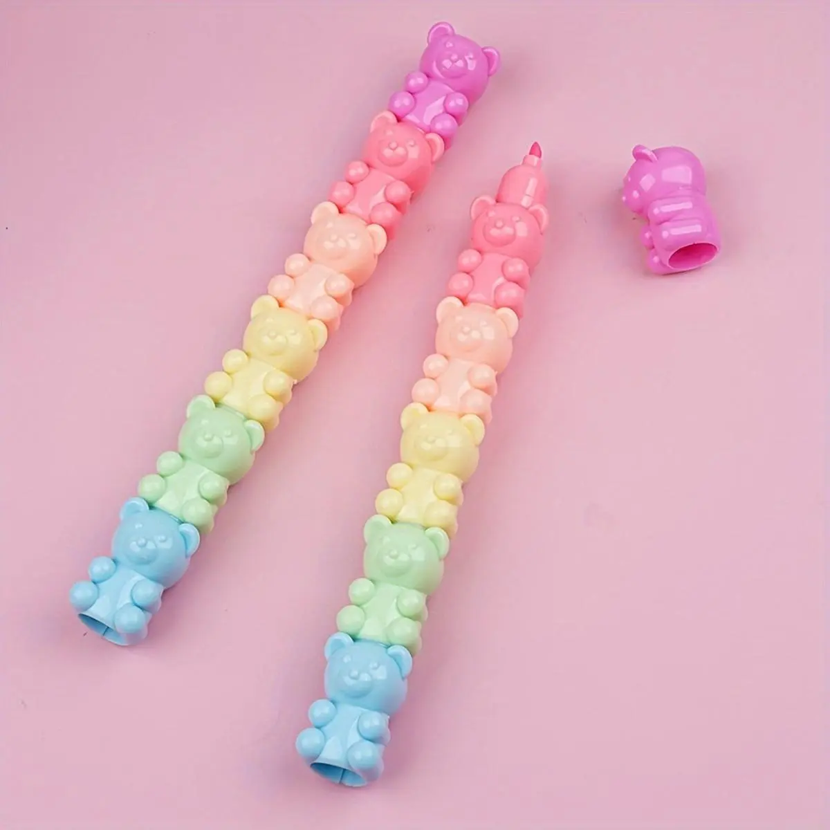 Cute Panda Design Highlighter Pen, Aesthetic Pens, 1 Count Colorful Highlighter Pen, Highlighter Marker Pen for Note Taking, Office Stationery & Supplies