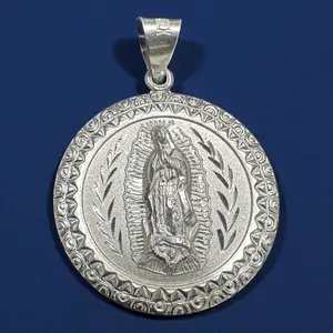 925 Sterling Silver Double-Sided Engraved Pendant – Virgin Mary & Saint Jude (3cm / 4cm)