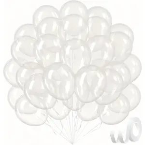 Clear Balloons 12 inch, Transparent Latex Balloons 50pcs Party Balloon for Shower Wedding Bridal Shower Birthday Party Decorations