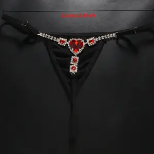 New Red Rhinestone Love Underwear Chain Lady Sexy Geometric Body Chains Bikini Accessories Body Chain