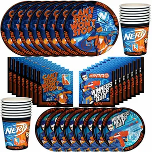 Nerf Birthday Party Supplies Tableware Classic Set for 16 Guests