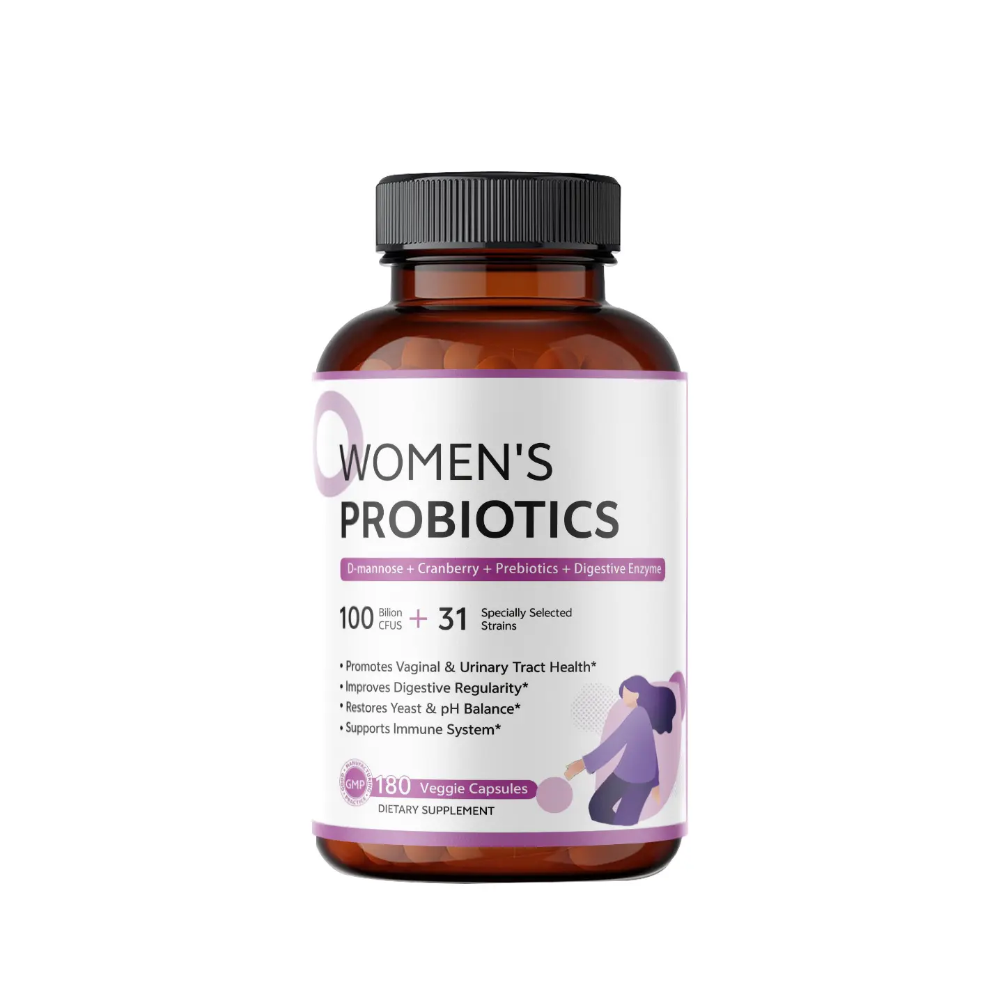 Women's Probiotics Capsules Gut & Feminine Flora Support 180 Count