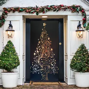 Golden Christmas Tree Door Decoration - Christmas Door Covers - Outdoor Christmas Decorations - Front Door Decor - Door Cover - Home Decor