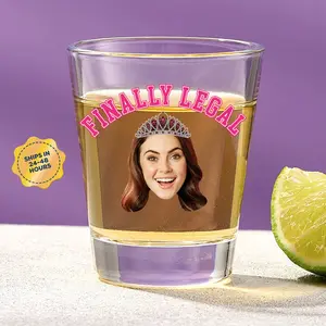 Finally Legal Shot Glass – Custom Face 21st Birthday Gift, Funny Party Favor