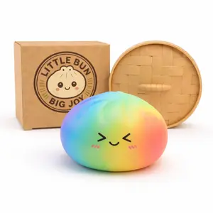 Squishy Dumpling Stress Ball, Soft Squeeze Fidget Toy for Kids & Adults, 3.15" Stretchy Sensory Relief Squish Toy