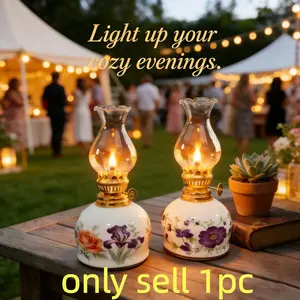 Outdoor Courtyard Atmosphere Porcelain Oil Lamp, Camping Wedding Fuel Lamp, Home Tea Room Decor, Vintage Kerosene Lamp, Holiday Gift