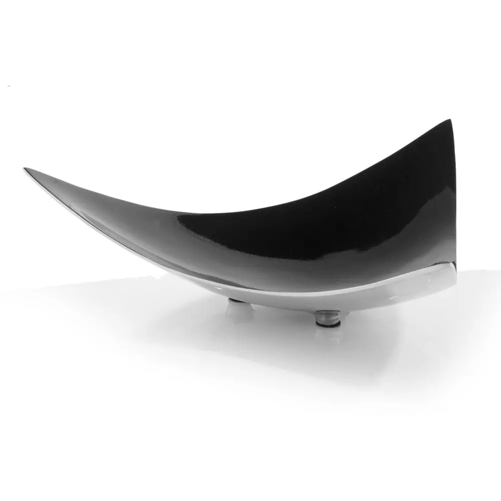 212 MAIN Stylish Aluminium Triangle Tray, 14x14x4 in, Buffed & Black Finish with Black Enamel, Kitchenware Tableware for Modern Home Decor & Table Decor