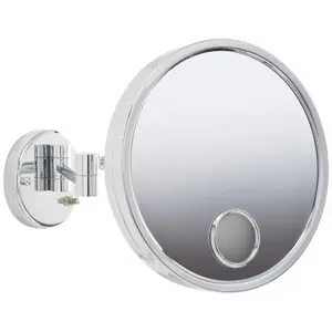 Chrome Euro-Style Lighted Wall-Mount Mirror, Home Decor Wall Mirror (3-Pack)
