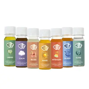 The Happiest Hour Mood Menu - Natural Wellness Vitamin Terpene Supplement Drinks - Wake, Intensify, Bliss, Calm, Sleep, Mend, Curb - 5 Packs