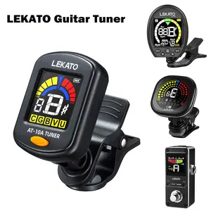 LEKATO Guitar Tuner, LCD Color Screen Clip On for Acoustic Electric Guitar Bass,Ukulele Violin,Chromatic Tuning Modes,Rechargeable Digital Tuner for Stringed Instruments