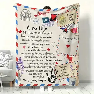 A Letter to My Son & My Daughter Blanket Soft Throw Blanket for Couch Cozy Spanish Alphabet Heart Design Gifts for my son & daughter on Easter gift Ideal Gift for Birthdays Back-to-School Graduation