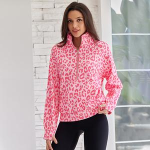 ATTRACO Women's Leopard Print Sweatshirt Half Zip Loose Pullover Sweater 2025 Autumn Fashion Clothing summerwins