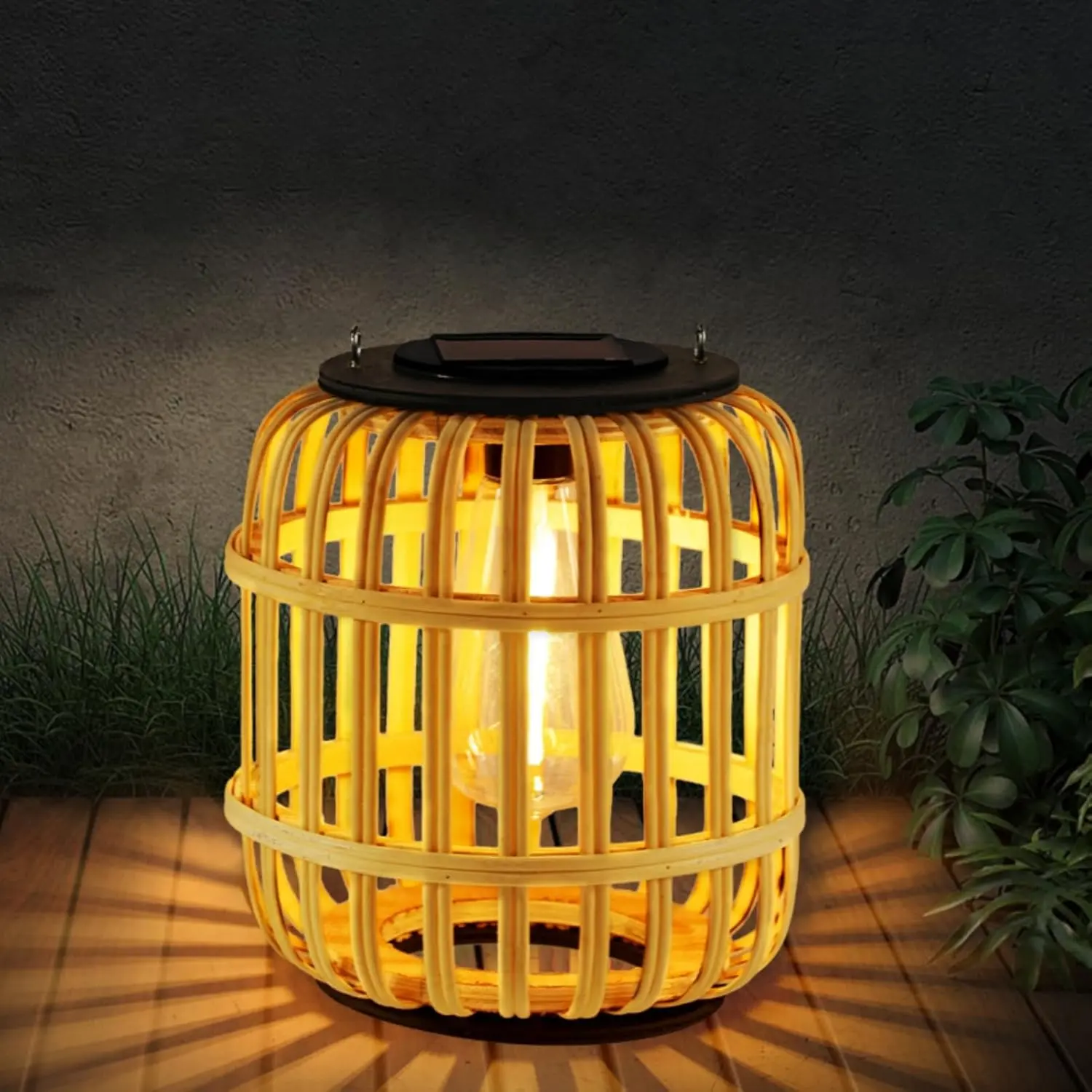 Outdoor Solar Rattan Lantern Hanging Lights with Handle,  Rattan Solar Lantern,   LED Decorative Garden Lights for Yard, Patio, Wedding, Home Decoration