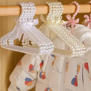 20cm Mini Pearl Hangers for Kids & Pets, Faux Pearl, Satin Bow Design, Bow Accent, Perfect for Baby Clothes, Puppy Outfits & Doll Dresses, Nursery & Pet Closet Aesthetic, Ideal for Dorms, Playrooms & Small Spaces, #KidsCloset #PetEssentials