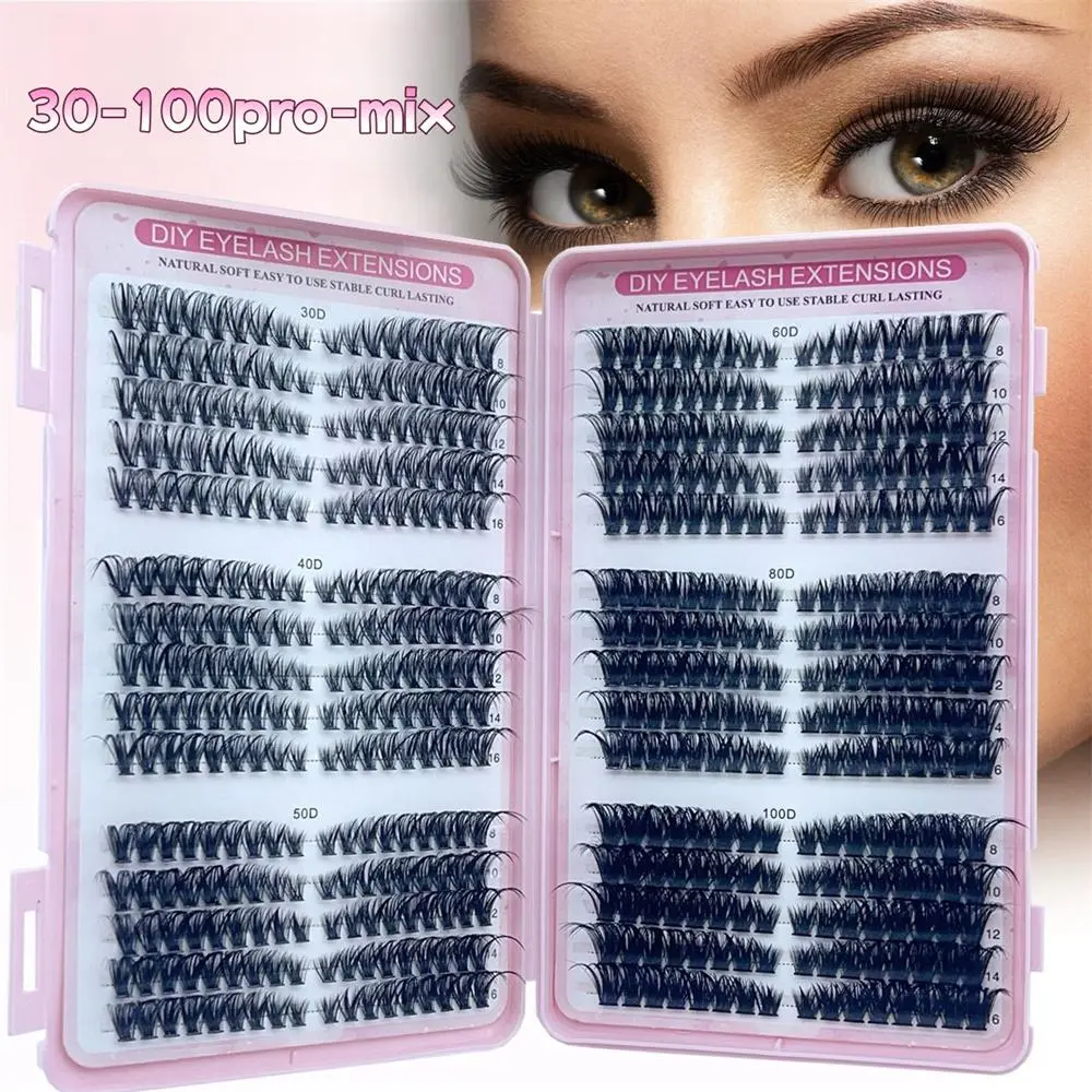 30/40/50/60/80/100D False Eyelash Extension Set, DIY Eyelash Extensions, Slim and Thick Voluminous False Eyelashes, Individual Cluster Lash, Professional Eye Makeup Accessories for Women, Cosmetic