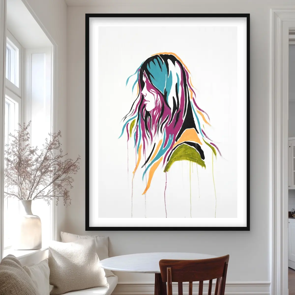 212 MAIN Framed Graffiti Street Art Wall Art Framed Print - 36x48 in., Bold Colors, Expressive Figure, Retro Graffiti Decorated Prints for Home Room Decoration, Framed Prints
