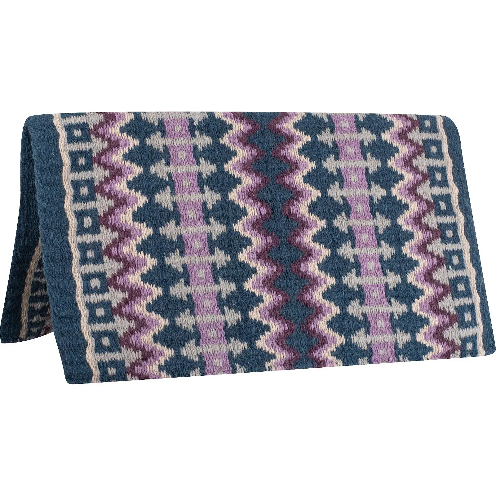 Classic Equine Western Show Saddle Blanket - 90% Cotton 10% Polyester - Made in USA 32" x 34" / Navy Lavender