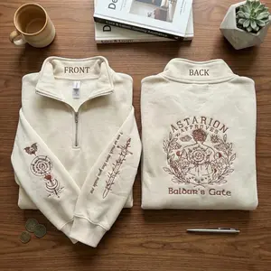 Astarion Approves Embroidered Sweatshirt, BG3 Quarter Zip Shirt, Baldur’s Gate 3 Gamer Gift